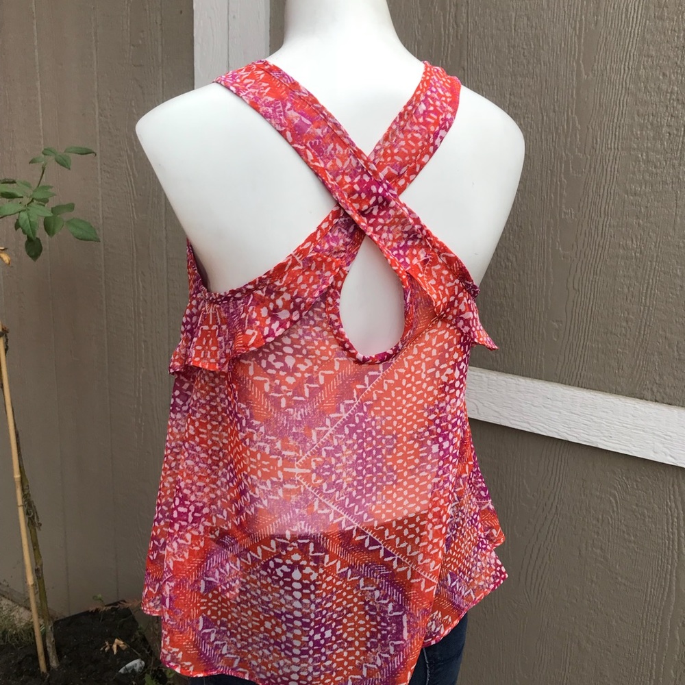 D2 Ecote sheer ruffle tank S - Picture 2 of 4